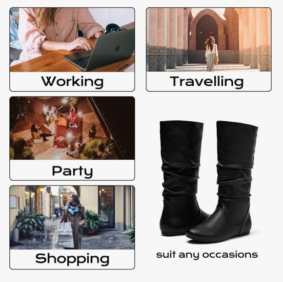 Katliu Slouchy Mid-Calf Boots Women's 41(9.5) NIB - Picture 7 of 16